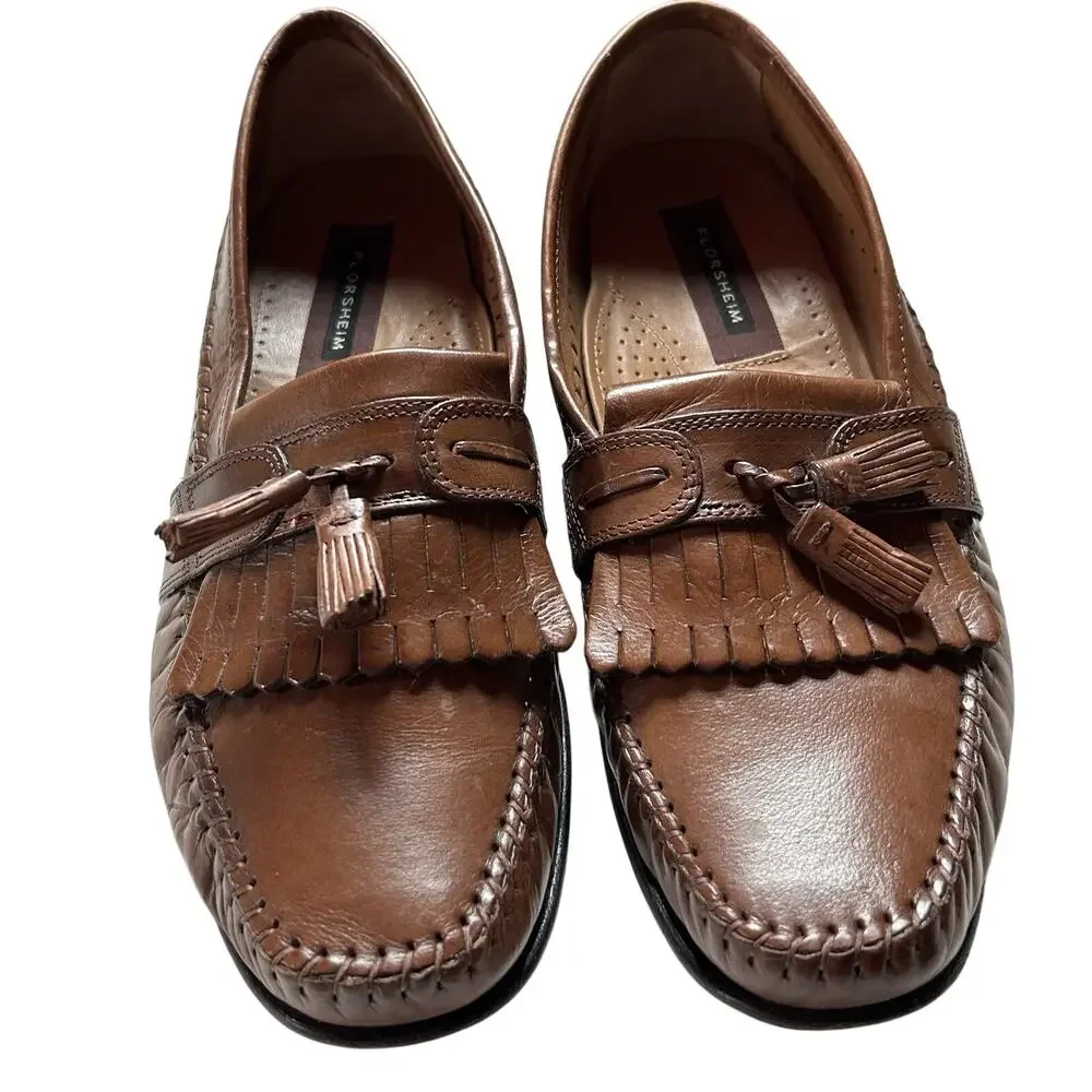 Florsheim Mens Dress Loafers Slip On Brown Burgundy Bramwell 18121 Size `10.5 B